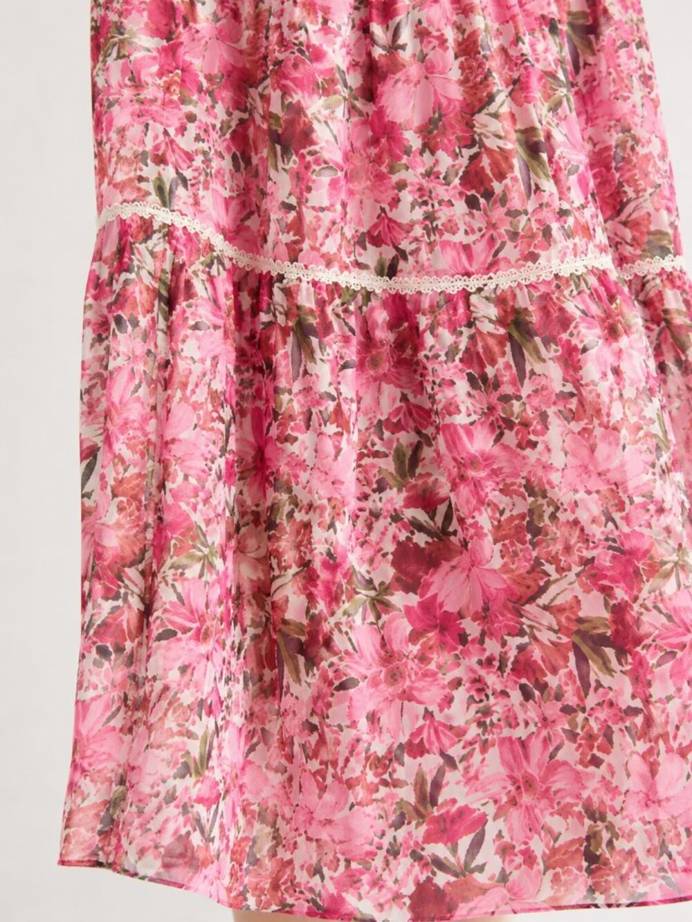 Anne Klein Women 10 Rose Floral Flutter Sleeve Tiered Maxi Dress NWT - Picture 8 of 10